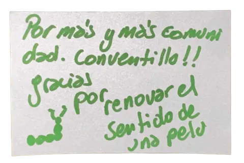 Mensajito escrito a mano por unx conventillerx