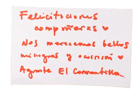Mensajito escrito a mano por unx conventillerx