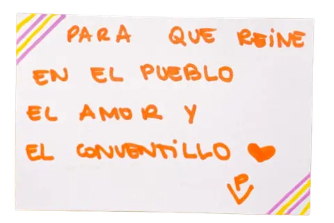 Mensajito escrito a mano por unx conventillerx